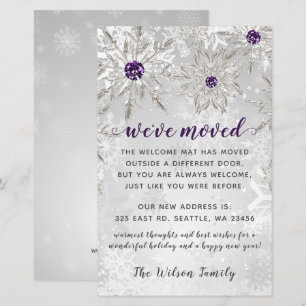 Budget Purple Snowflakes We've Moved Holiday Cards