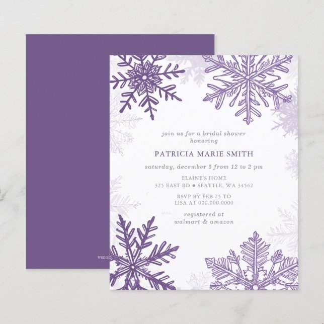 Budget Purple Snowflakes Winter Bridal Shower (Front/Back)