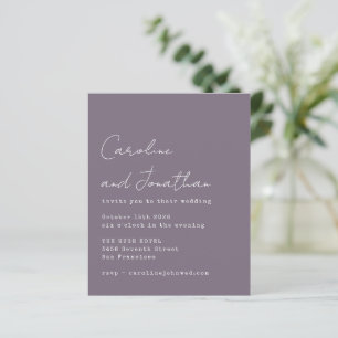 Budget Purple Typewriter Script Wedding Invite