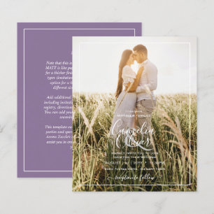 Budget Purple Wedding Photo Overlay Invitation