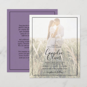 Budget Purple Wedding Photo Overlay Invitation