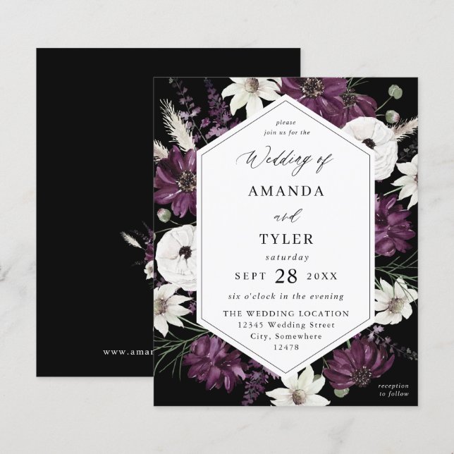 Budget Purple & White Floral Wedding - Black (Front/Back)