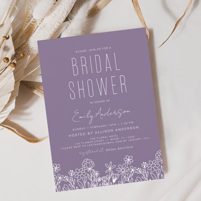Budget Purple Wildflower Bridal Shower Invitation (Creator Uploaded)