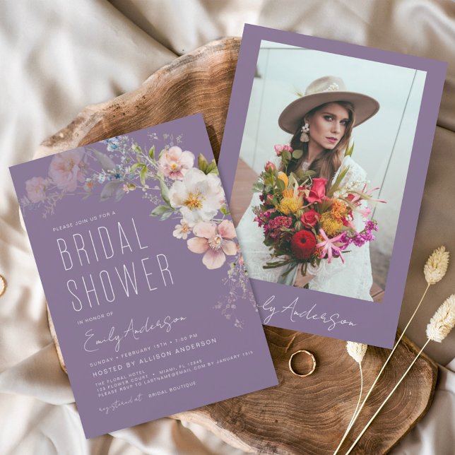 Budget Purple Wildflower Bridal Shower Invitation Flyer (Creator Uploaded)