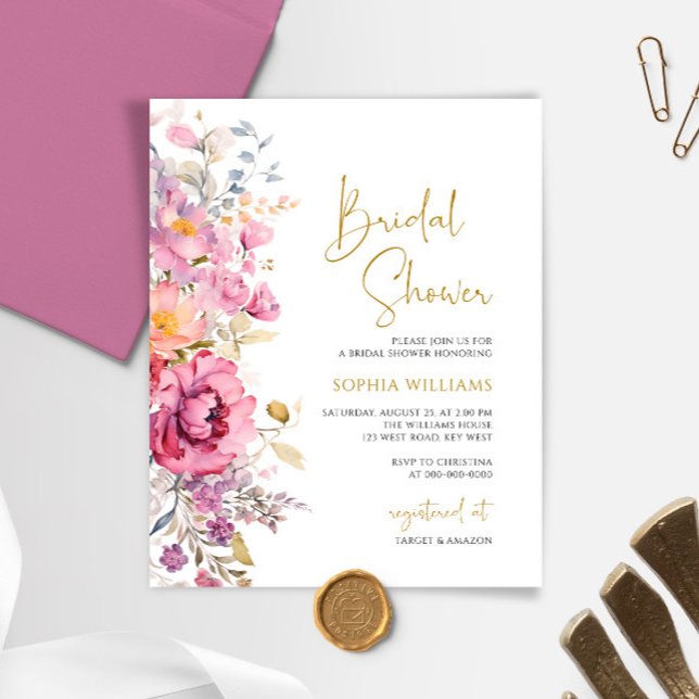 Budget Purple Wildflowers Bridal Shower Invitation (Creator Uploaded)