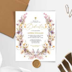BUDGET Purple Wildflowers Dedication Invitation