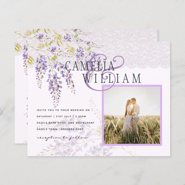  BUDGET Purple Wisteria Ampersand PHOTO Wedding (Front/Back)