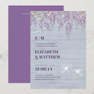 Budget Purple Wisteria Dusty Blue Wedding Invitation