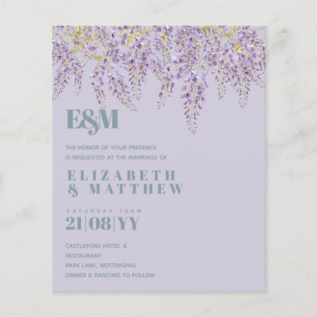BUDGET  Purple Wisteria Sage Floral Garden Wedding (Front)