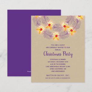 Budget Purple Wreath Christmas Holiday Invitations