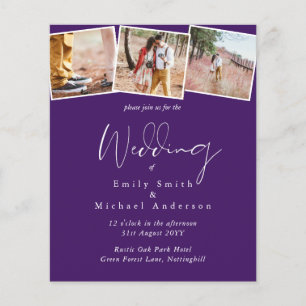 BUDGET Purple Yellow Grey Colours Wedding Invite
