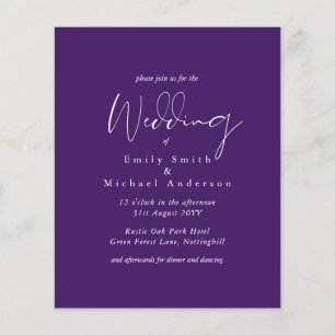 BUDGET Purple Yellow Grey Colours Wedding Invite