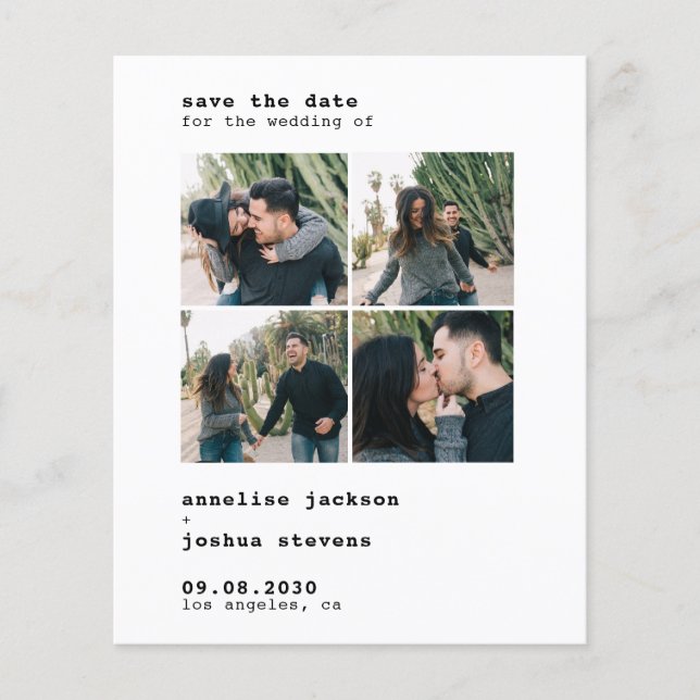 Budget QR CODE 4 photos wedding save the date Flyer (Front)