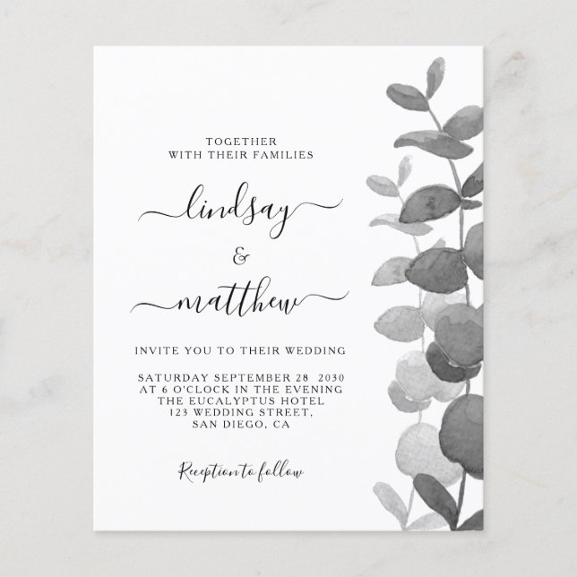 Budget QR Code All In One Wedding Invitation (Front)