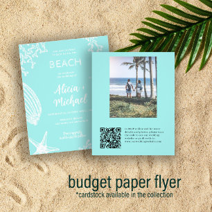 Budget QR CODE beach photo wedding Invitation Flyer