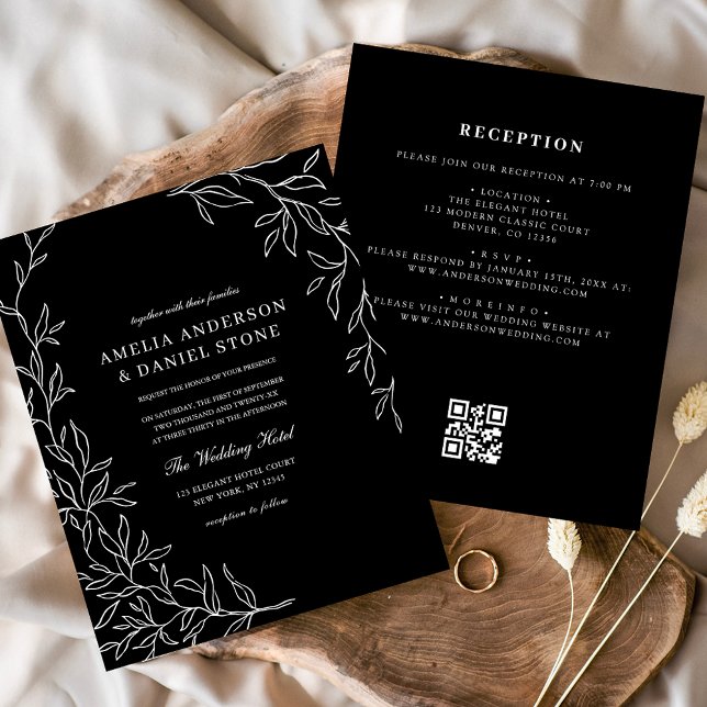 Budget QR Code Black & White Wedding Invitation (Creator Uploaded)