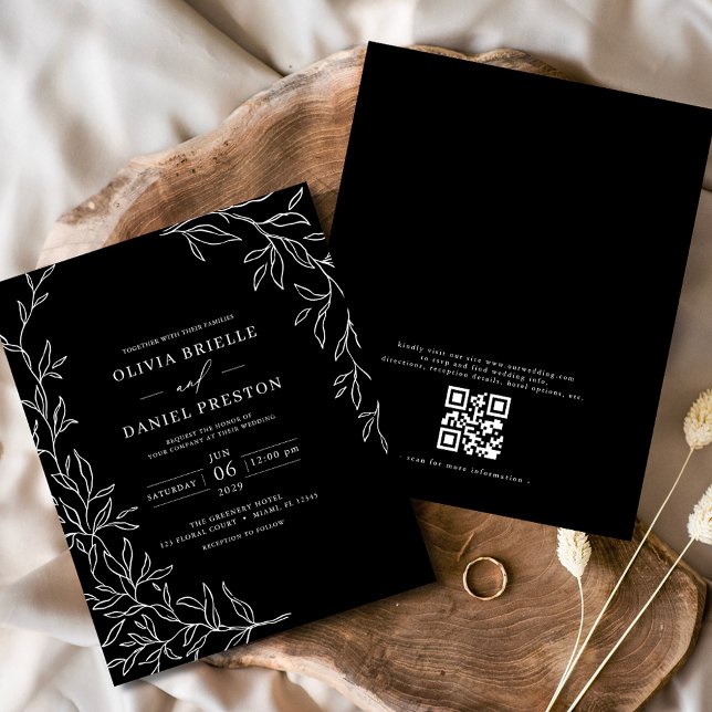 Budget QR Code Black & White Wedding Invitation (Creator Uploaded)