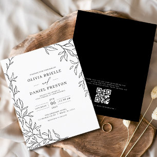 Budget QR Code Black & White Wedding Invitation Flyer