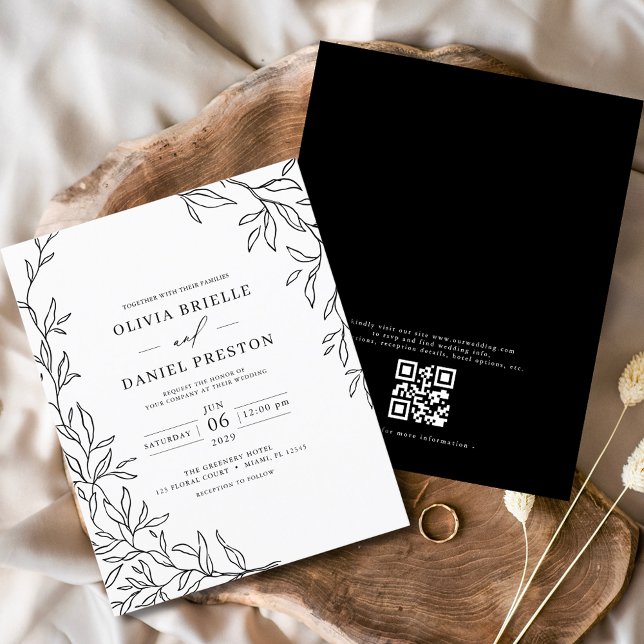 Budget QR Code Black & White Wedding Invitation Flyer (Creator Uploaded)