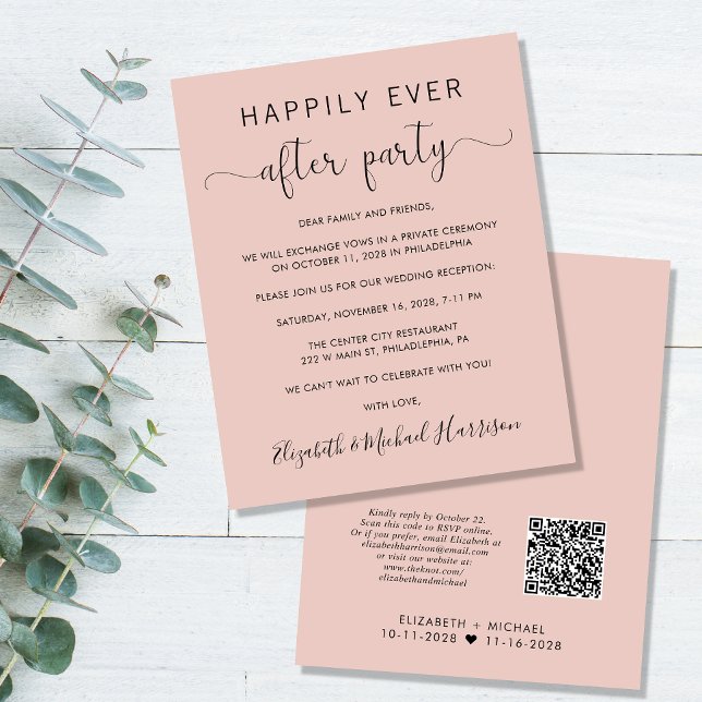 Budget QR Code Blush Wedding Reception Invitation (Creator Uploaded)