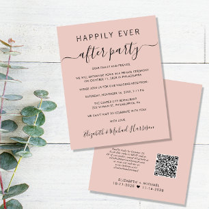 Budget QR Code Blush Wedding ReceptIon Invitation