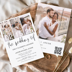 Budget QR Code Calligraphy Wedding Invitation