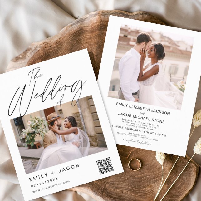 Budget QR Code Calligraphy Wedding Invitation Flyer (Creator Uploaded)