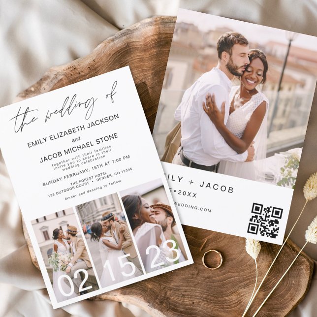 Budget QR Code Calligraphy Wedding Invitation Flyer (Creator Uploaded)