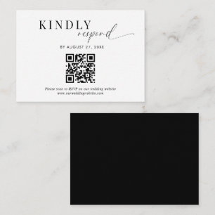 Budget QR Code Classy Black White Script Wedding Enclosure Card