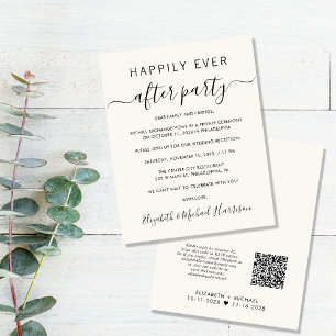 Budget QR Code Cream Wedding ReceptIon Invitation