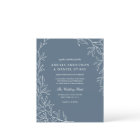Budget QR Code Dusty Blue Leaf Wedding Invitation