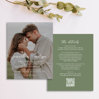 BUDGET QR Code Elegant Deep Sage Green Wedding