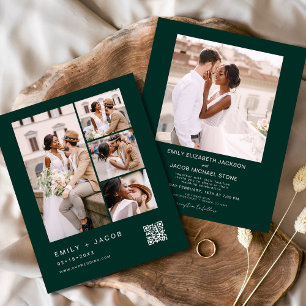 Budget QR Code Emerald Green Wedding Invitation Flyer