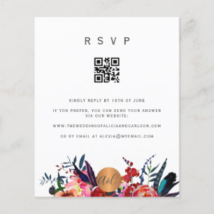 Budget QR CODE floral elegant invitation RSVP Flyer