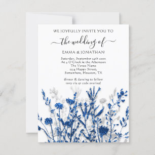 Budget QR CODE Floral Meadow Blue Navy Grey White