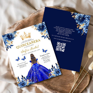 Budget QR Code Floral Royal Blue Quinceanera