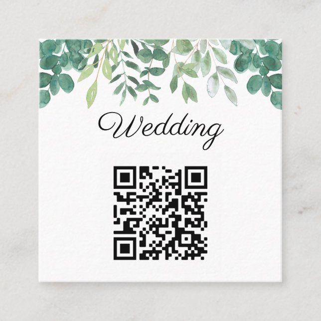 Budget QR Code Greenery Wedding Invitation (Front)