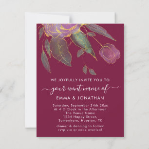 Budget QR Code Marsala Gold Flowers Pink