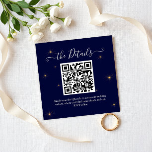 Budget QR Code Midnight Stars Wedding Website Enclosure Card