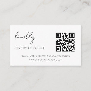 Budget QR Code Minimalist RSVP Wedding Website Enclosure Card