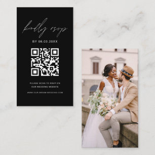 Budget QR Code Minimalist RSVP Wedding Website Enclosure Card