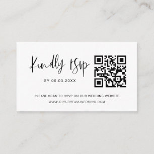 Budget QR Code Minimalist RSVP Wedding Website Enclosure Card