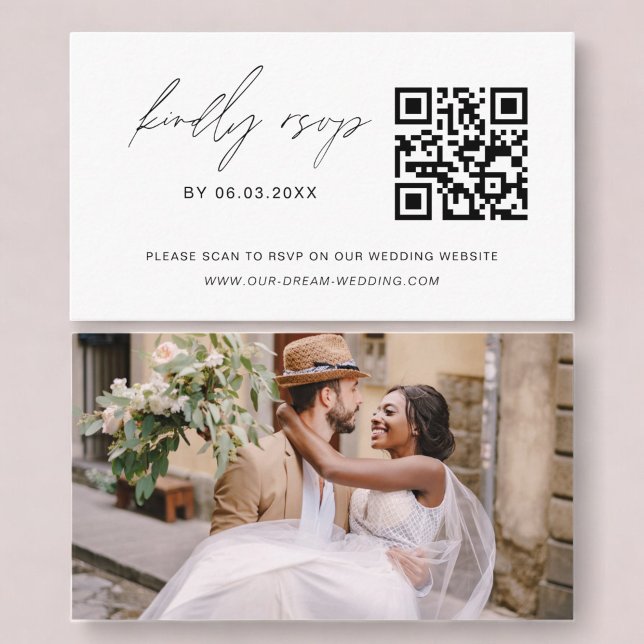 Budget QR Code Minimalist RSVP Wedding Website Enclosure Card (Creator Uploaded)