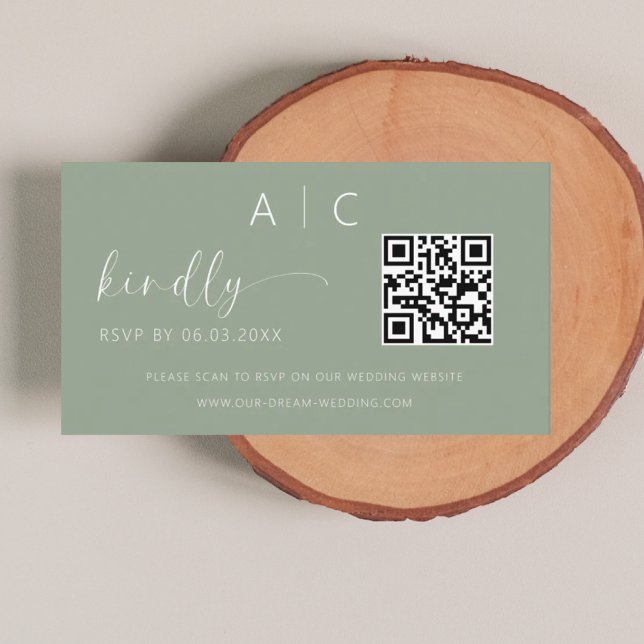 Budget QR Code Minimalist RSVP Wedding Website Enclosure Card (Creator Uploaded)