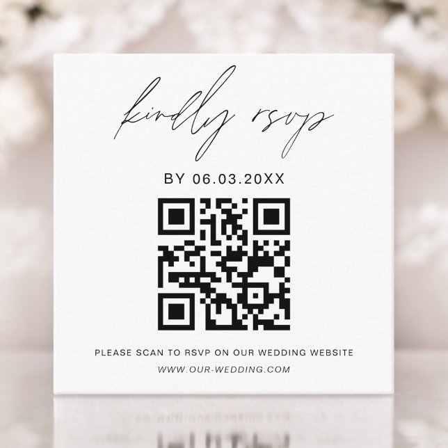 Budget QR Code Minimalist RSVP Wedding Website  Enclosure Card (Creator Uploaded)
