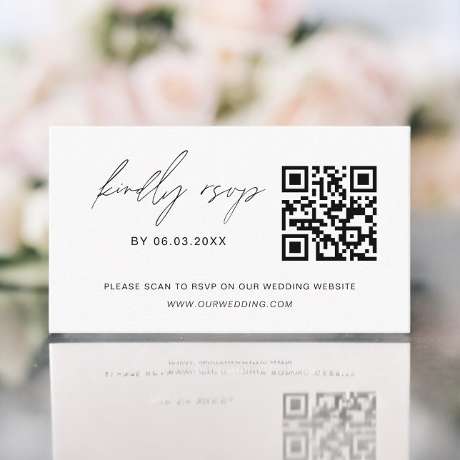 Budget QR Code Minimalist RSVP Wedding Website Enclosure Card (Creator Uploaded)