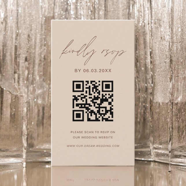 Budget QR Code Minimalist RSVP Wedding Website Enclosure Card (Creator Uploaded)