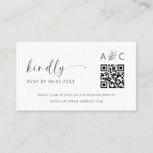 Budget QR Code Minimalist RSVP Wedding Website Enclosure Card