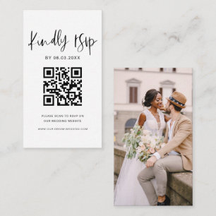 Budget QR Code Minimalist RSVP Wedding Website Enclosure Card