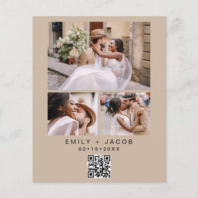 Budget QR code Minimalist Terracotta Wedding Photo (Front)